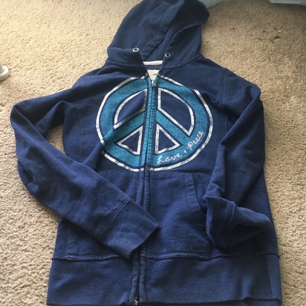 Navy Blue peace sign jacket.